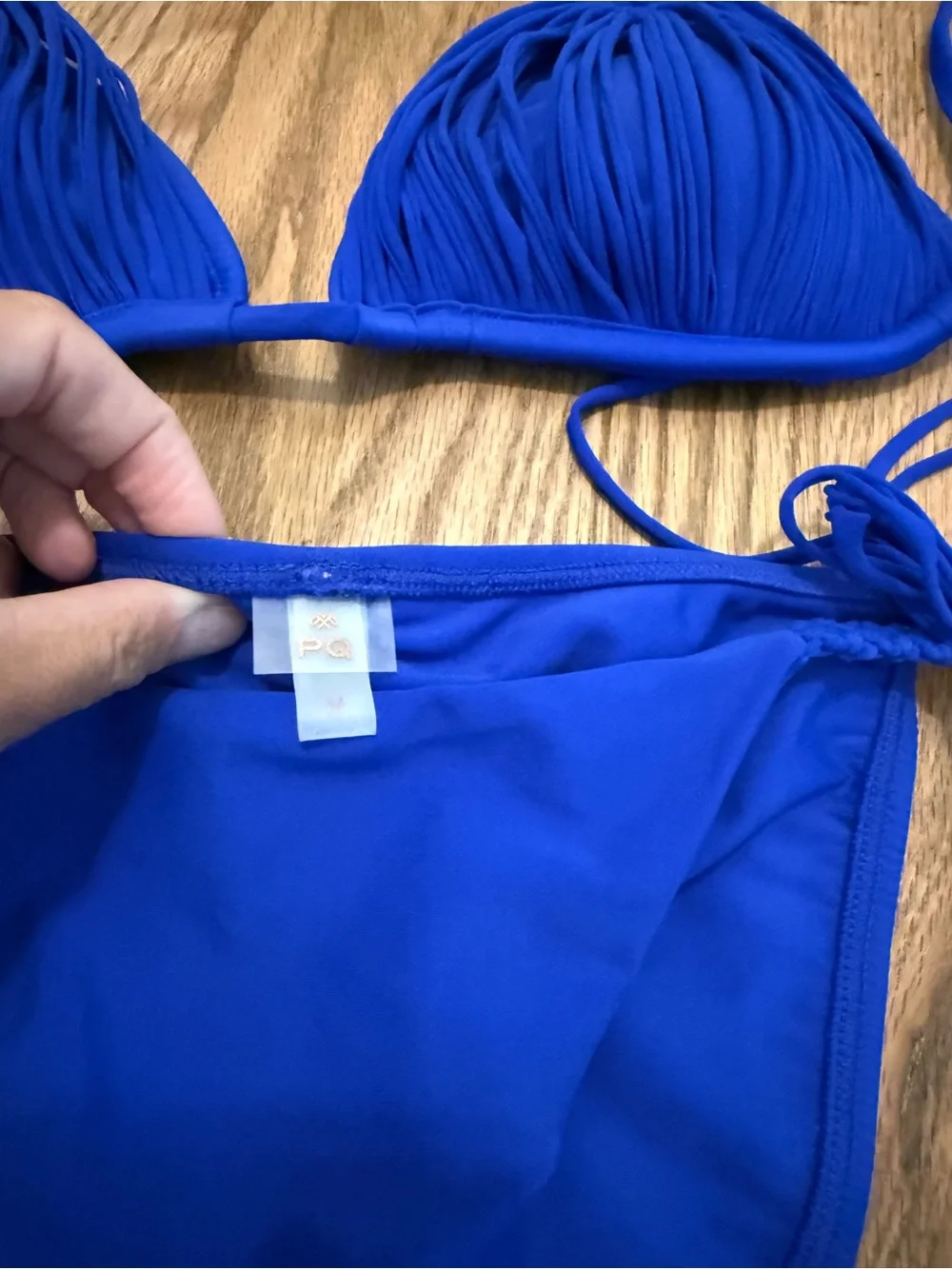 NWT PQ Swim Gia Cobalt Blue Braided Triangle Bikini (Set = Top and Bottoms)